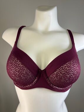 Victoria's Secret Deep Mauve Lace Underwire Lined Demi Bra 34DD